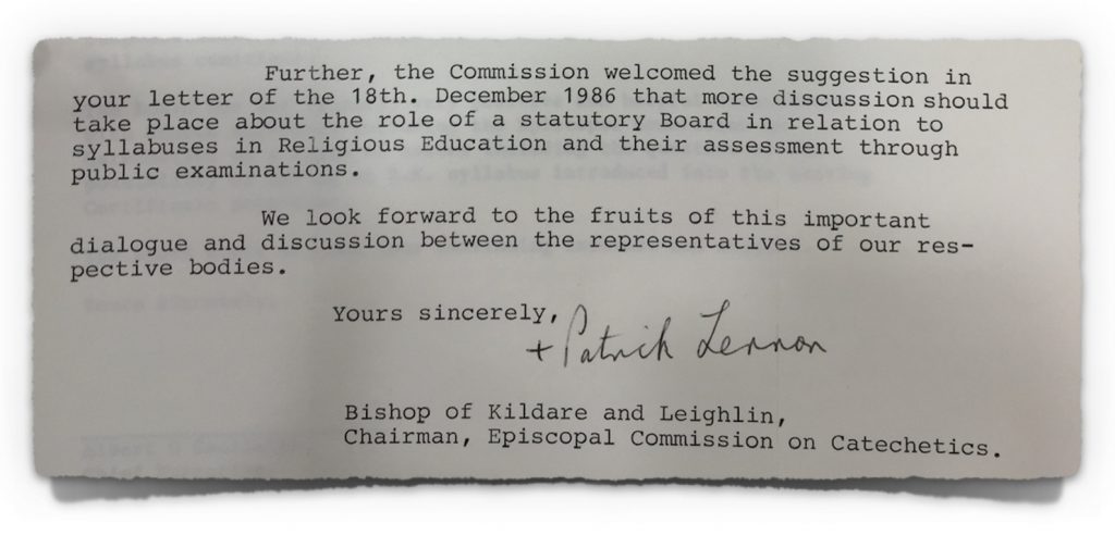 Letter from Episcopal Commission on Catechetics on 6th February 1987