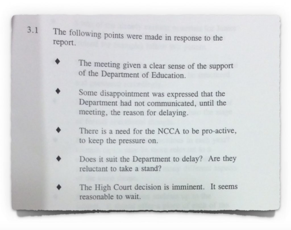 NCCA Course Committee Minutes from 9th November 1995