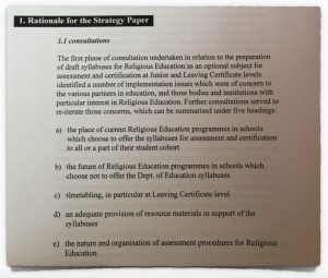 Rationale from the NCCA Strategy Paper of 19th November 1997