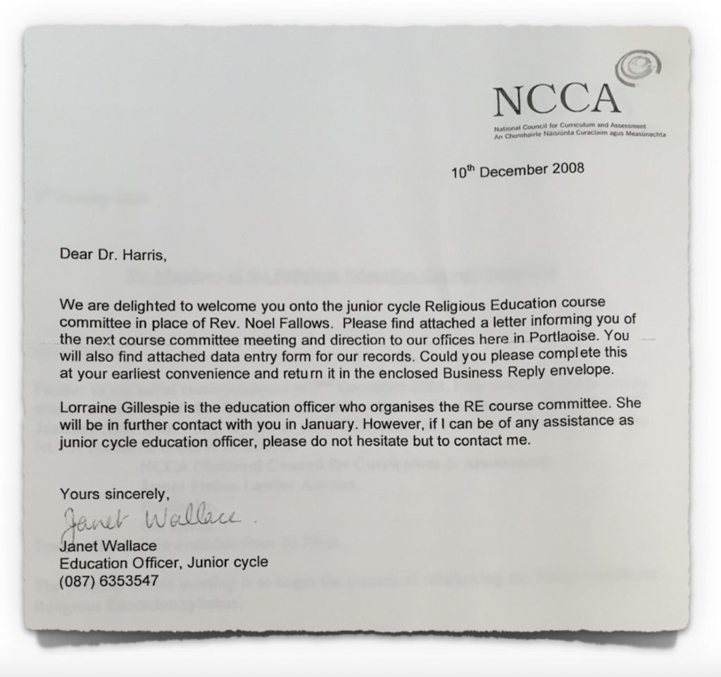 NCCA Letter to Methodists on 10th December 2008