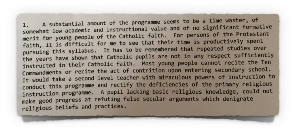 Hegarty comments on secularism from 20th April 2009