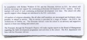 First extract from Religious Education Policy at Colaiste Lorcain