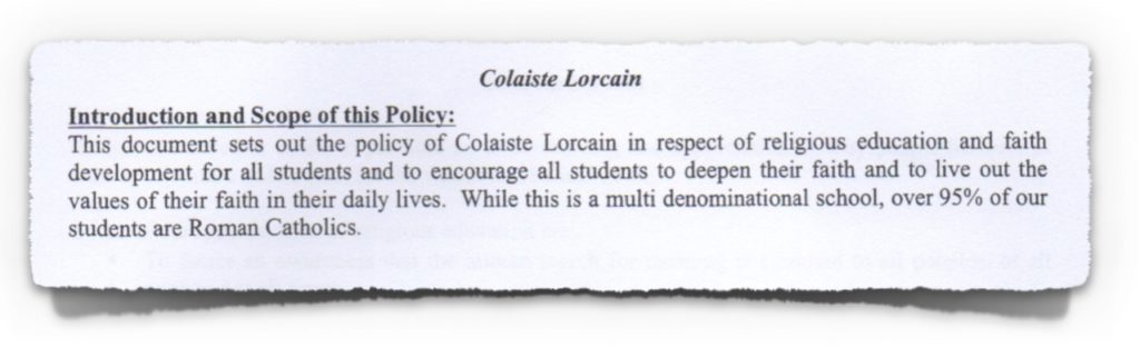 Introduction to Religious Education Policy at Colaiste Lorcain