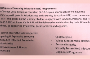 ETB school teaches Sex Education through Religion course